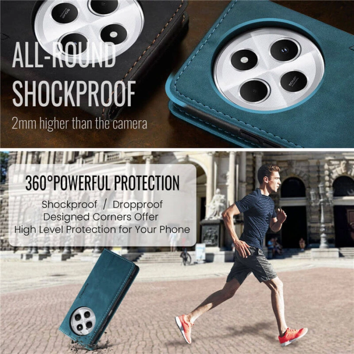 Чохол-книжка CaseMe із нубуку для Xiaomi Poco C75 Бірюзовий