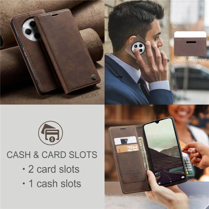 Чохол-книжка CaseMe із нубуку для Xiaomi Poco C75 Темно-коричневий