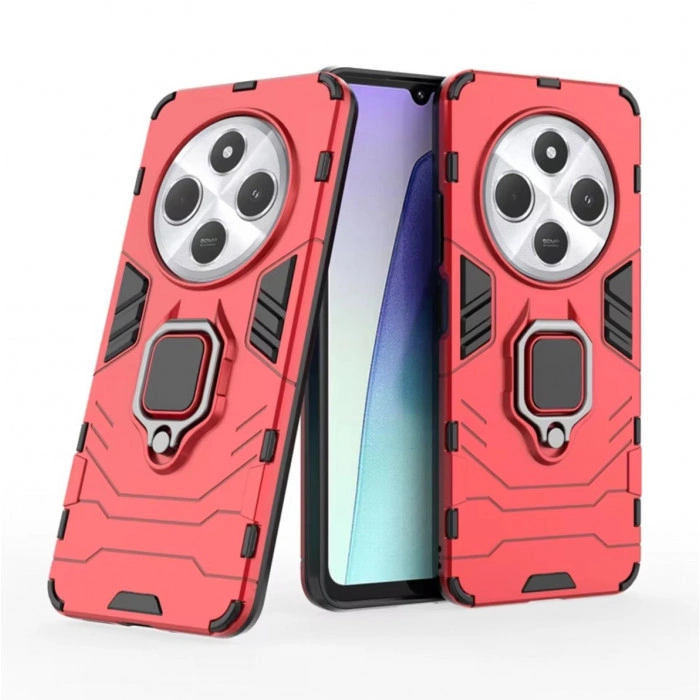 Захисний бампер IronMan для Xiaomi Poco C75 з кільцем-тримачем Червоний
