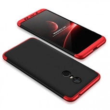 Матовый защитный чехол GKK 360° для Xiaomi Redmi 5 Чёрно-красный