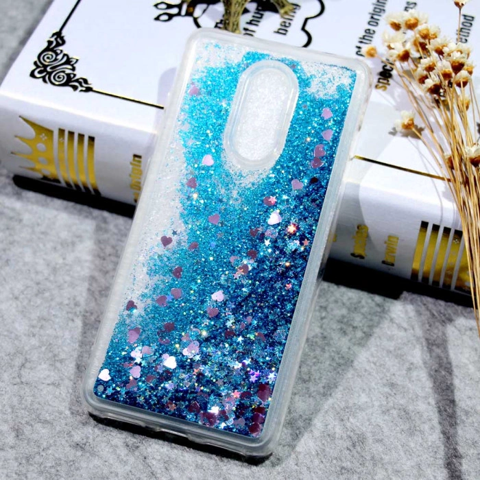 Силиконовый чехол с жидким глиттером для Xiaomi Redmi 8 Синий
