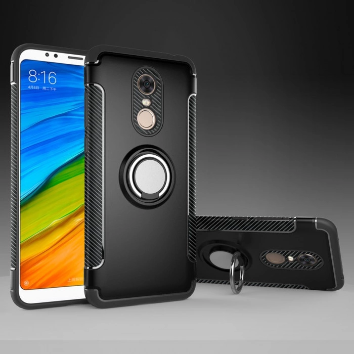Противоударный бампер для Xiaomi Redmi 5 с кольцом-держателем Черный Противоударный бампер для Xiaomi Redmi 5 с кольцом-держателем Черный