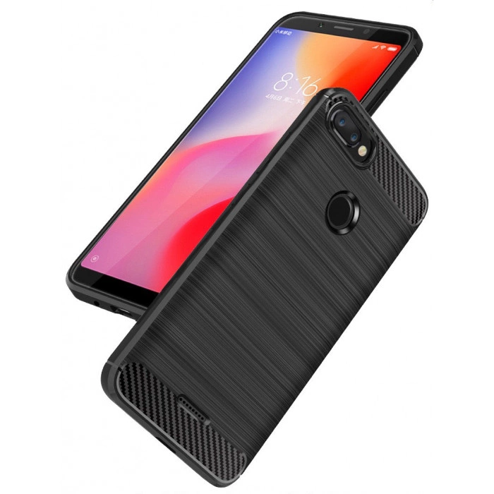 Силіконовий бампер Ipaky з карбоновими вставками для Xiaomi Redmi 6 (чорний)