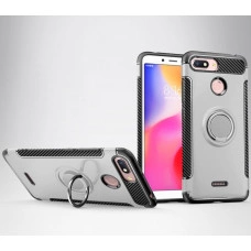 Протиударний бампер для Xiaomi Redmi 6 з кільцем-тримачем Сріблястий