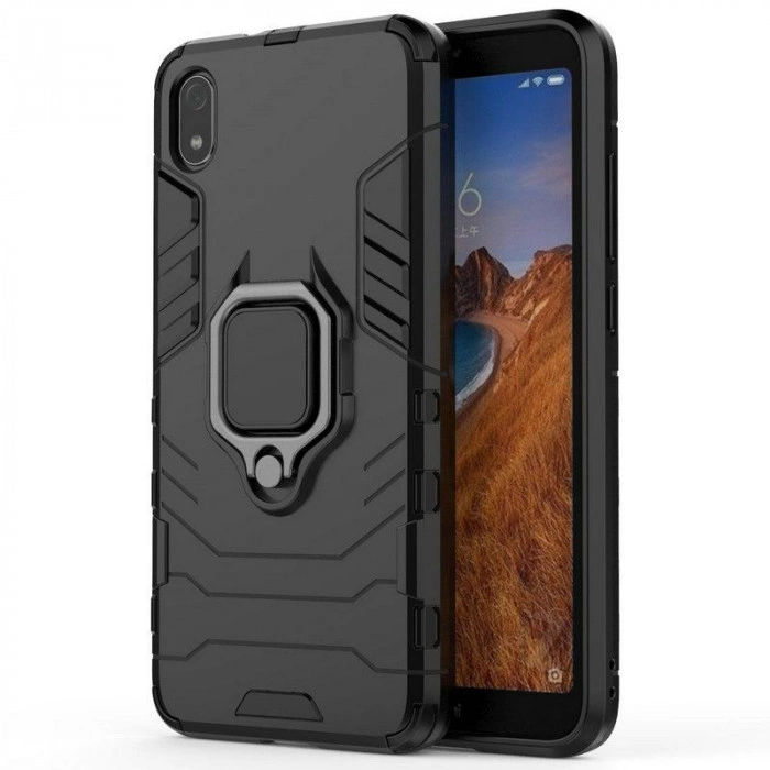 Захисний бампер IronMan для Xiaomi Redmi 7a з кільцем-тримачем Чорний Захисний бампер IronMan для Xiaomi Redmi 7a з кільцем-тримачем Чорний