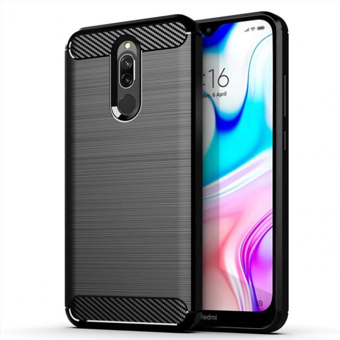 Силиконовый бампер Ipaky с карбоновыми вставками для Xiaomi Redmi 8/8a Силиконовый бампер Ipaky с карбоновыми вставками для Xiaomi Redmi 8/8a