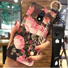 Силіконовий чохол для Xiaomi Redmi 8a з ремінцем-підставкою Півонії