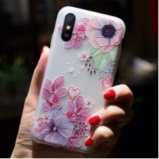 Рельєфний силіконовий чохол для Xiaomi Redmi 9a з зображенням - Квіткова композиція.