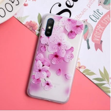 Рельєфний силіконовий чохол для Xiaomi Redmi 9a - Колір вишні