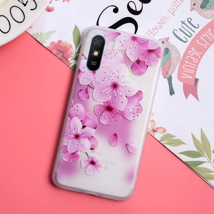 Рельєфний силіконовий чохол для Xiaomi Redmi 9a - Колір вишні Рельєфний силіконовий чохол для Xiaomi Redmi 9a - Колір вишні