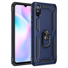 Ультратонкий противоударный чехол для Xiaomi Redmi 9a с кольцом-держателем - Синий