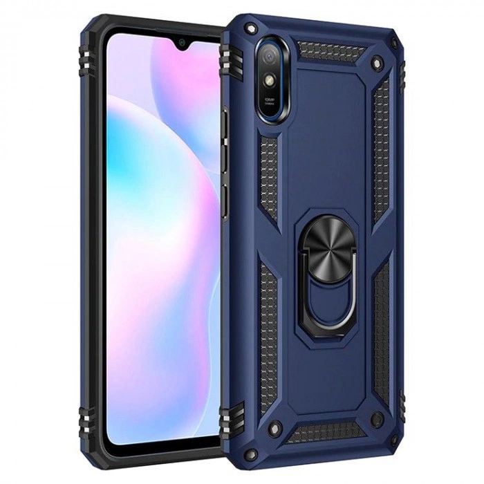 Ультратонкий протиударний чохол для Xiaomi Redmi 9a з кільцем-тримачем Синій Ультратонкий протиударний чохол для Xiaomi Redmi 9a з кільцем-тримачем Синій