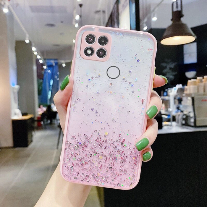 Чехол Stardust с цветными бортиками для Xiaomi Redmi 9c Розовый