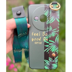 Силиконовый чехол для Xiaomi Redmi A3 с ремешком-подставкой и на шею Happy Day
