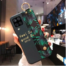Силиконовый чехол для Samsung Galaxy A12/M12 с ремешком-подставкой Happy day
