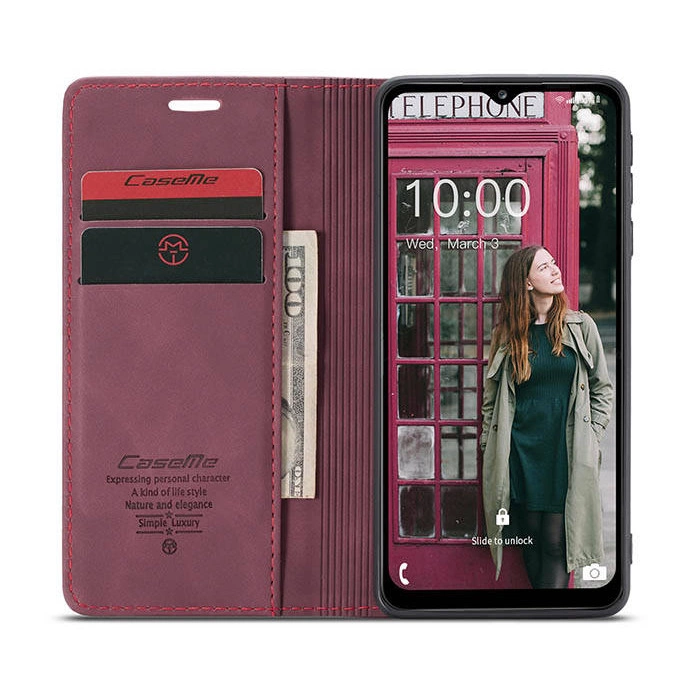Чохол-книжка CaseMe із нубуку для Samsung A12/M12 Бордовий