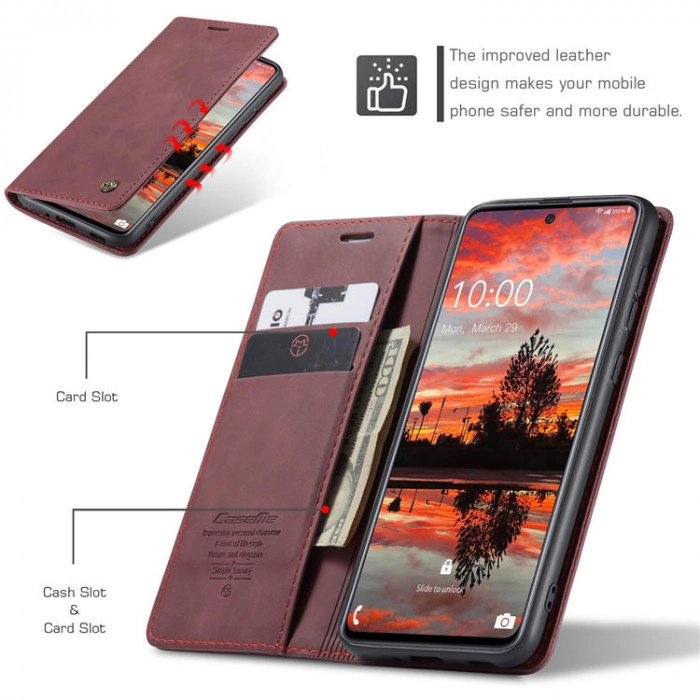 Чохол-книжка CaseMe із нубуку для Samsung A52 Бордовий