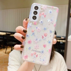 Прозрачный силиконовый цветочный чехол для Samsung Galaxy A15 Бабочки D06