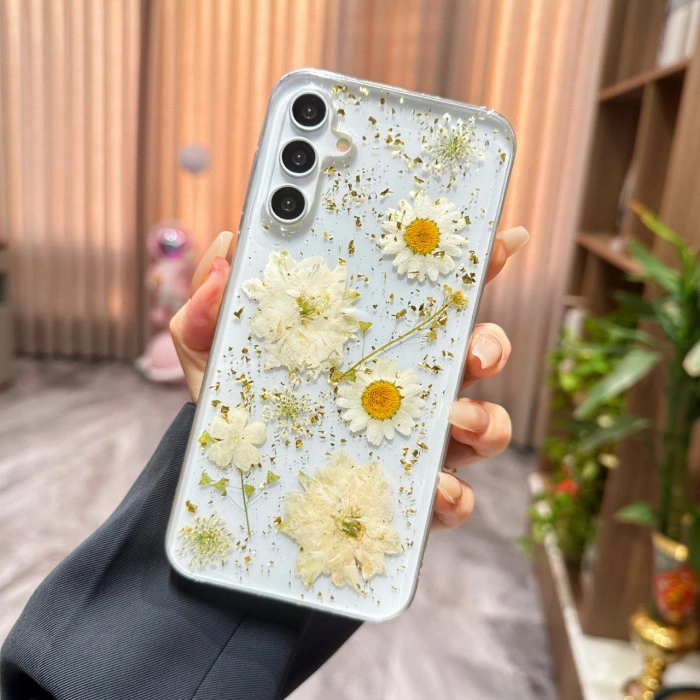 Прозрачный силиконовый цветочный чехол для Samsung Galaxy S24 FE