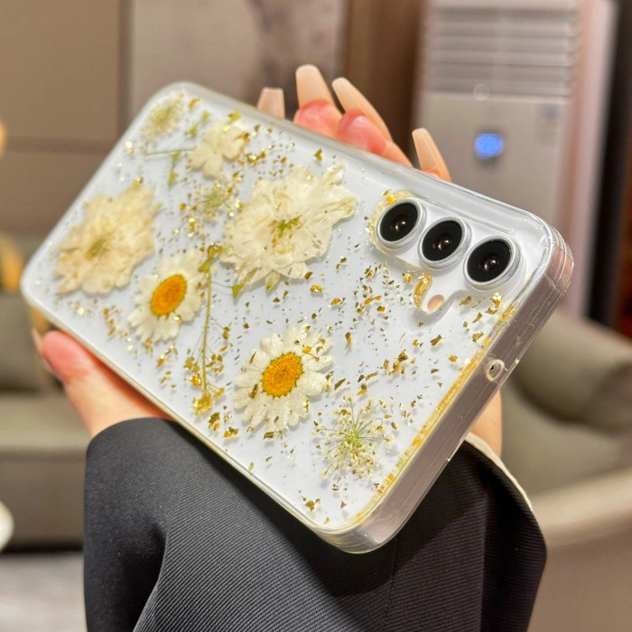 Прозрачный силиконовый цветочный чехол для Samsung Galaxy S24 FE
