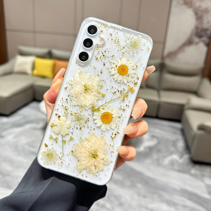 Прозрачный силиконовый цветочный чехол для Samsung Galaxy S24 FE