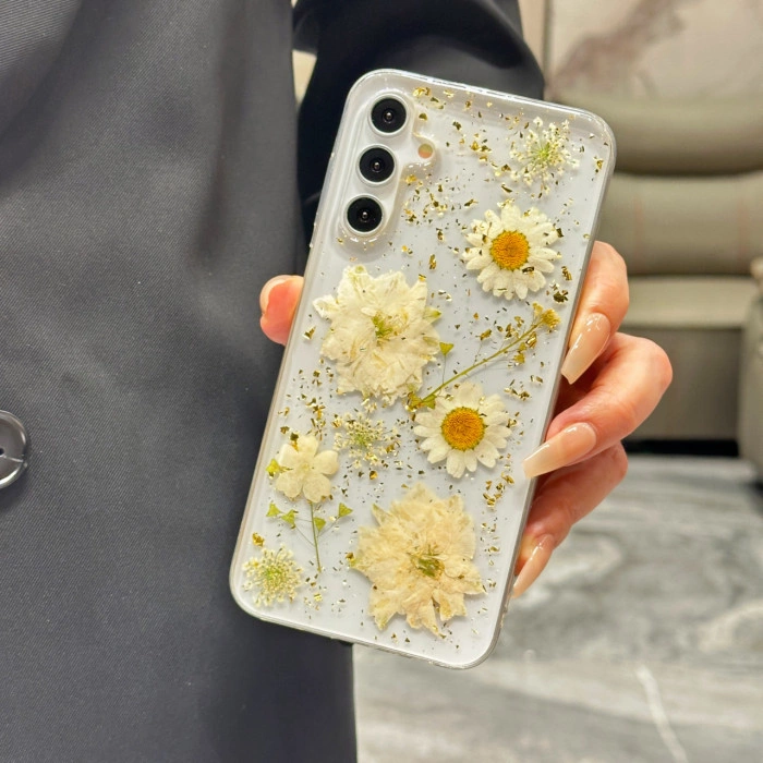 Прозрачный силиконовый цветочный чехол для Samsung Galaxy S24 FE