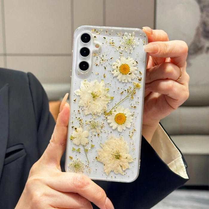 Прозрачный силиконовый цветочный чехол для Samsung Galaxy S24 FE Прозрачный силиконовый цветочный чехол для Samsung Galaxy S24 FE