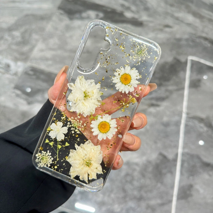 Прозрачный силиконовый цветочный чехол для Samsung Galaxy S24 FE