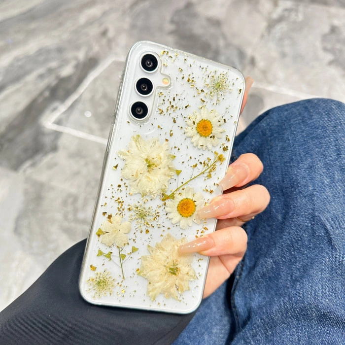 Прозрачный силиконовый цветочный чехол для Samsung Galaxy S24 FE