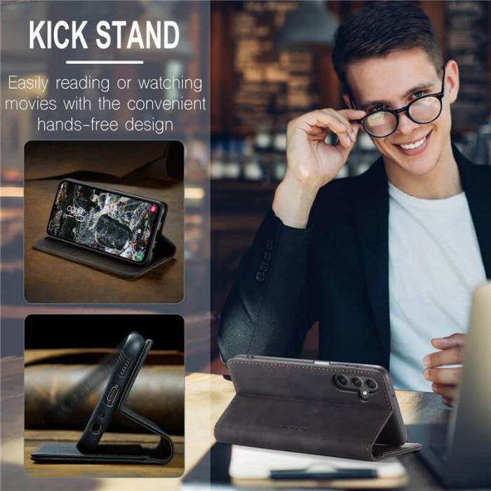 Чехол-книжка CaseMe из нубука для Samsung A16 Чёрный