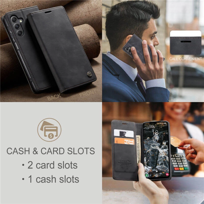 Чехол-книжка CaseMe из нубука для Samsung A16 Чёрный