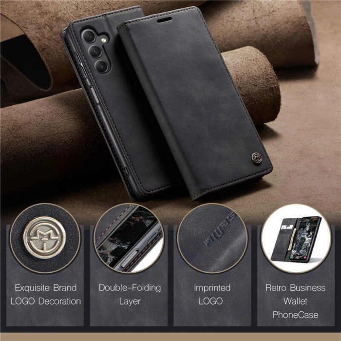 Чехол-книжка CaseMe из нубука для Samsung A16 Чёрный