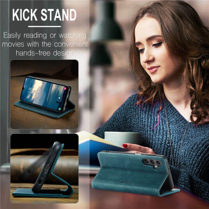 Чехол-книжка CaseMe из нубука для Samsung A14 Бирюзовый