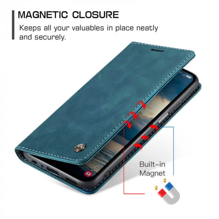 Чехол-книжка CaseMe из нубука для Samsung A14 Бирюзовый