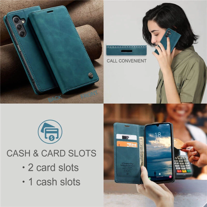 Чехол-книжка CaseMe из нубука для Samsung A14 Бирюзовый