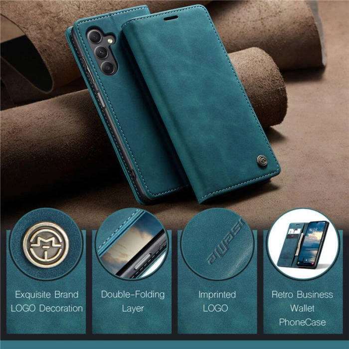 Чехол-книжка CaseMe из нубука для Samsung A14 Бирюзовый