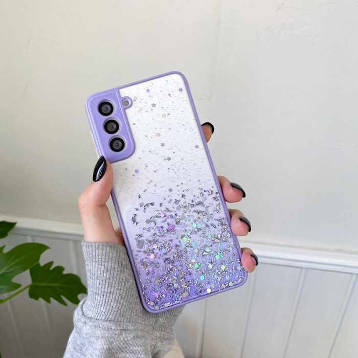 Чохол Stardust з кольоровими бортиками для Samsung S21 FE Фіолетовий