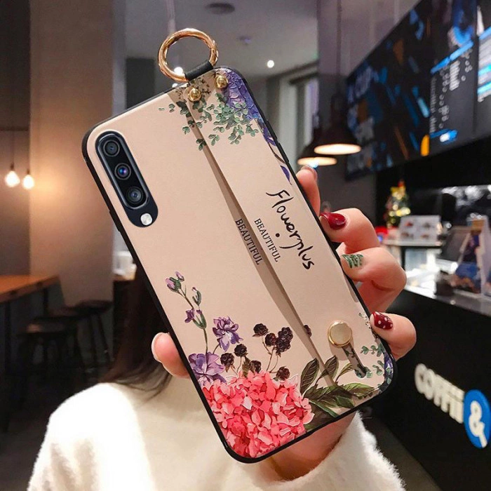 Силиконовый чехол для Samsung Galaxy A7 2018 (A750) с ремешком-подставкой Flowerplus Силиконовый чехол для Samsung Galaxy A7 2018 (A750) с ремешком-подставкой Flowerplus