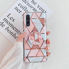 Силиконовый чехол с принтом и попсокетом для Samsung A70 Розовый