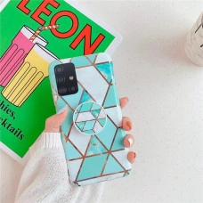 Силиконовый чехол с принтом и попсокетом для Samsung A51 Бирюзовый