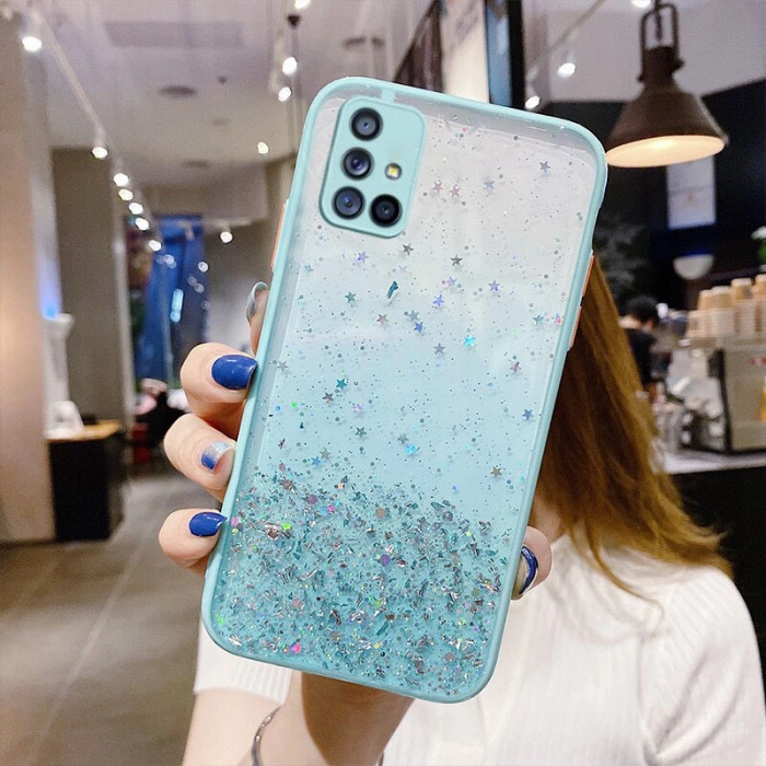 Чехол Stardust с цветными бортиками для Samsung A51 Бирюзовый