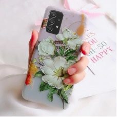 Рельефный силиконовый чехол для Samsung A32 с картинкой Белые цветы