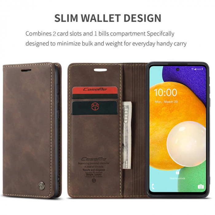 Чохол-книжка CaseMe із нубуку для Samsung A53 5G Темно-коричневий