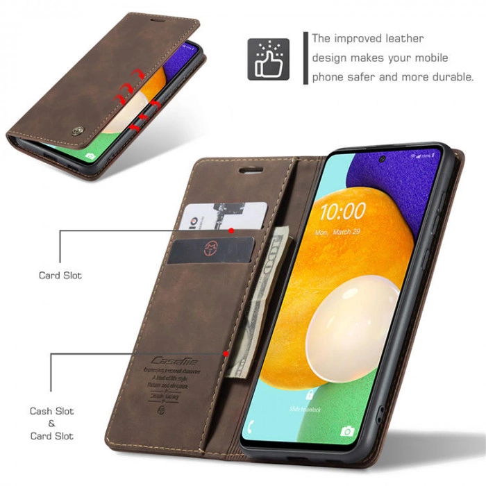 Чохол-книжка CaseMe із нубуку для Samsung A53 5G Темно-коричневий