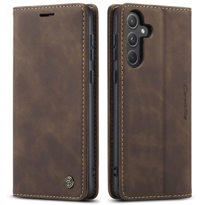 Чехол-книжка CaseMe из нубука для Samsung A56 Тёмно-коричневый