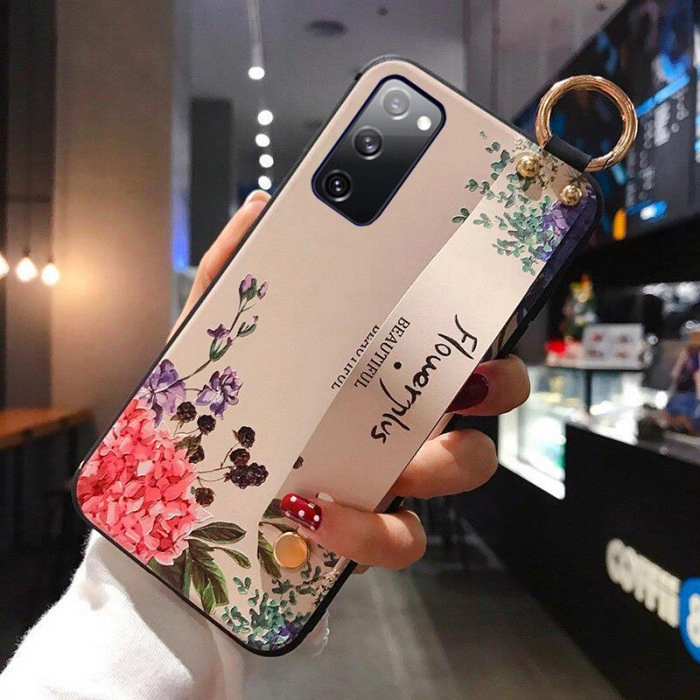 Силиконовый чехол для Samsung Galaxy S22 Plus с ремешком-подставкой Flowerplus