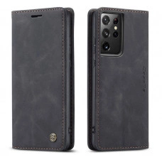 Чехол-книжка CaseMe из нубука для Samsung S21 Ultra Чёрный