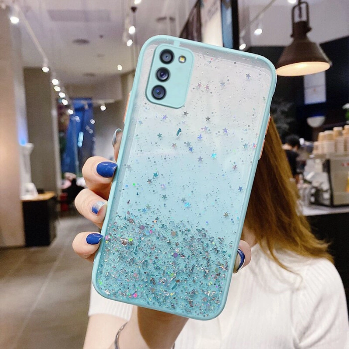 Чохол Stardust з кольоровими бортиками для Samsung S22 Бірюзовий