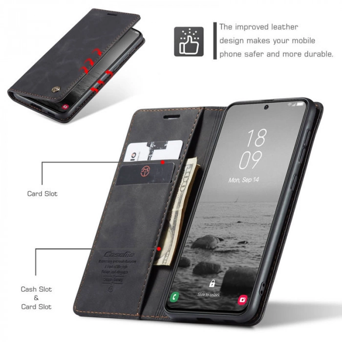Чохол-книжка CaseMe із нубуку для Samsung S23 Чорний