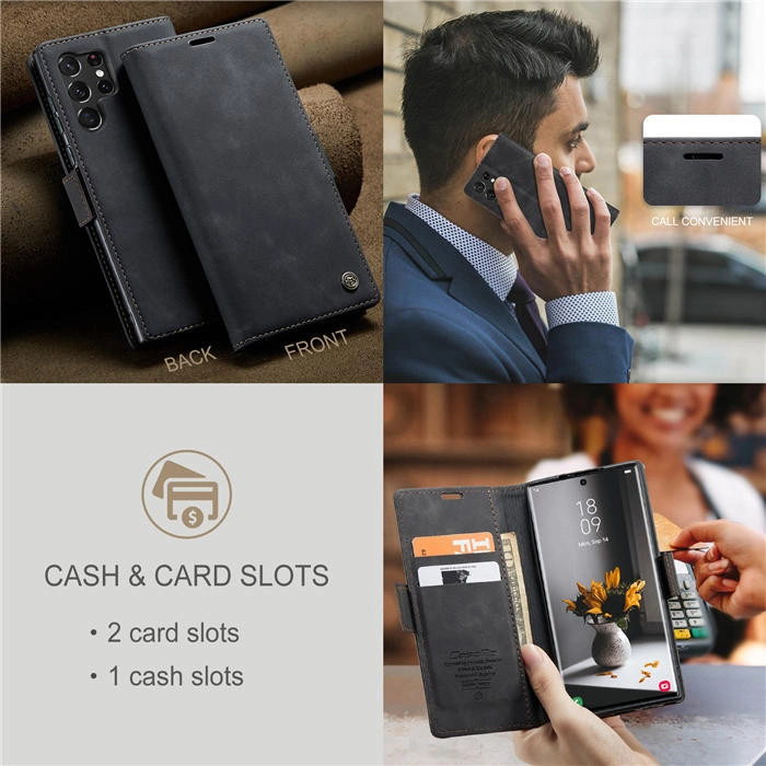 Чохол-книжка CaseMe із нубуку для Samsung S23 Ultra Чорний